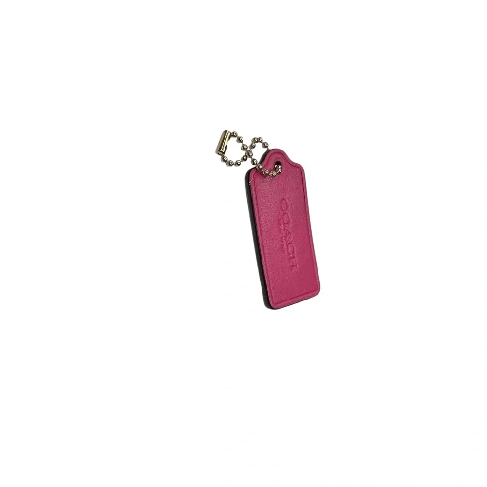 Coach New York pink Fuchsia smooth Leather Key Holder Keytag - Picture 3 of 8